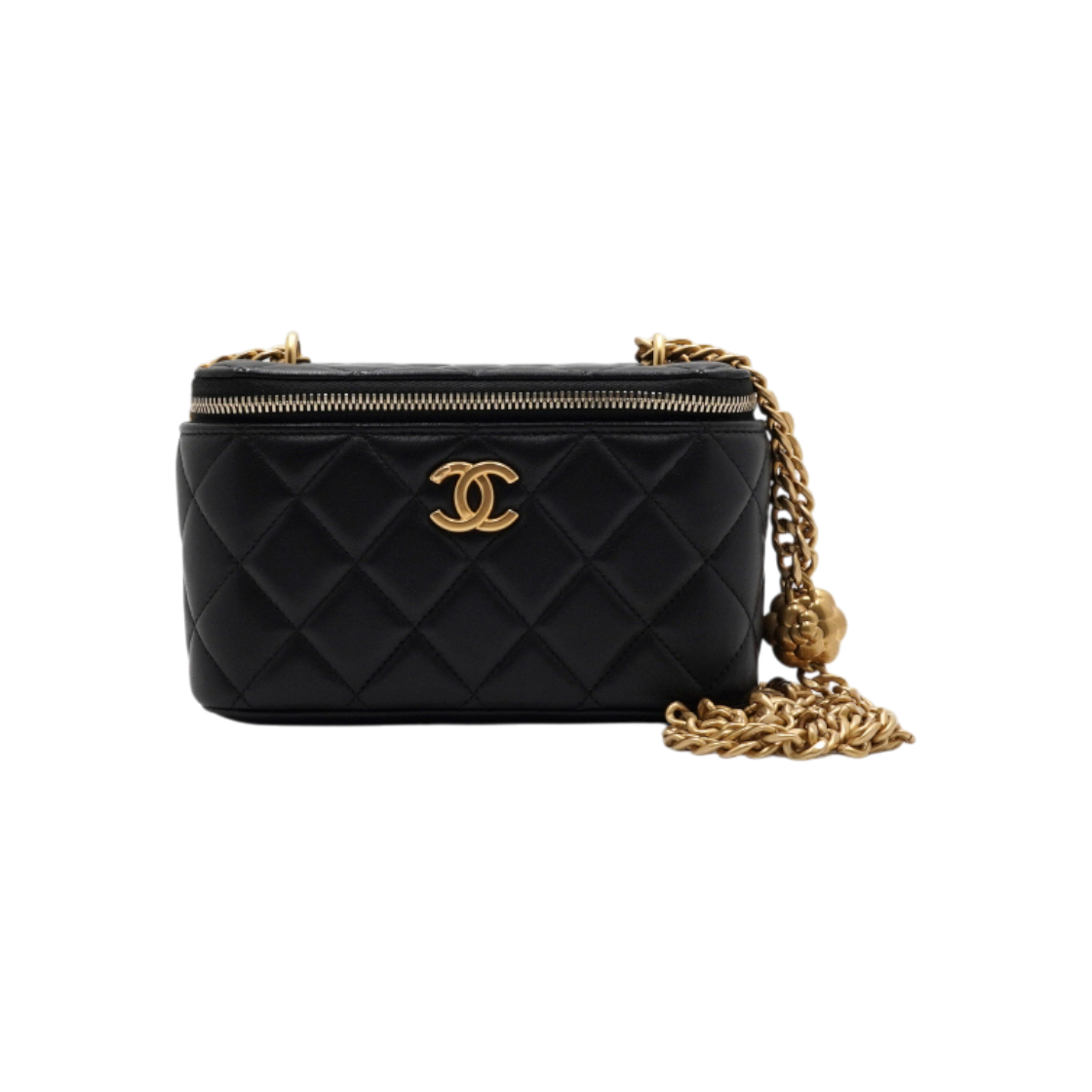 IT8438GVPDT9 Chanel AP3301 Black Lambskin Camellia Golden Ball Small Vanity Case Shoulder Bag/Crossbody Bag