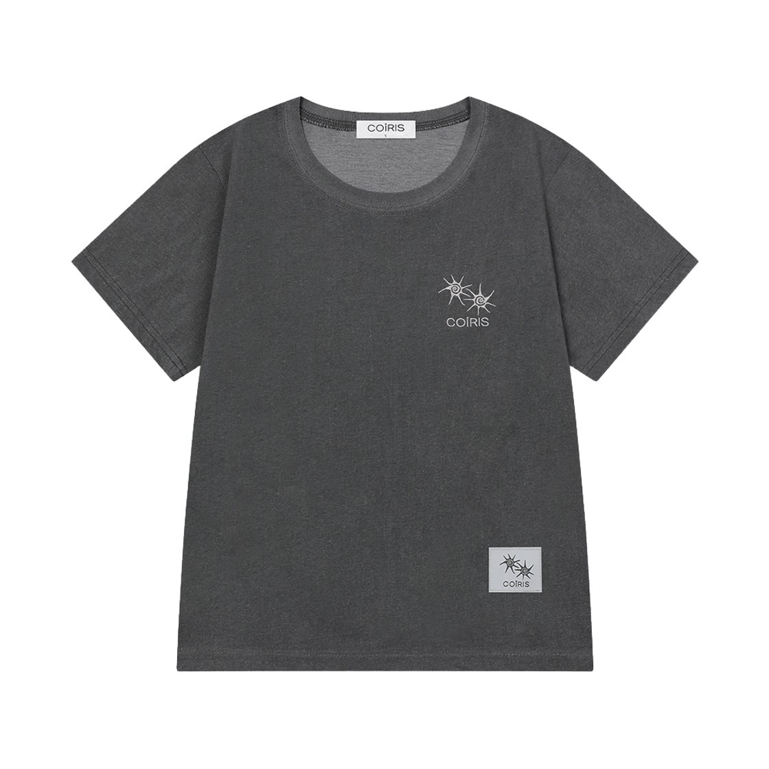 C-P00000JQ Coiris Rora Small Logo Pigment Half T Unisex Charcoal