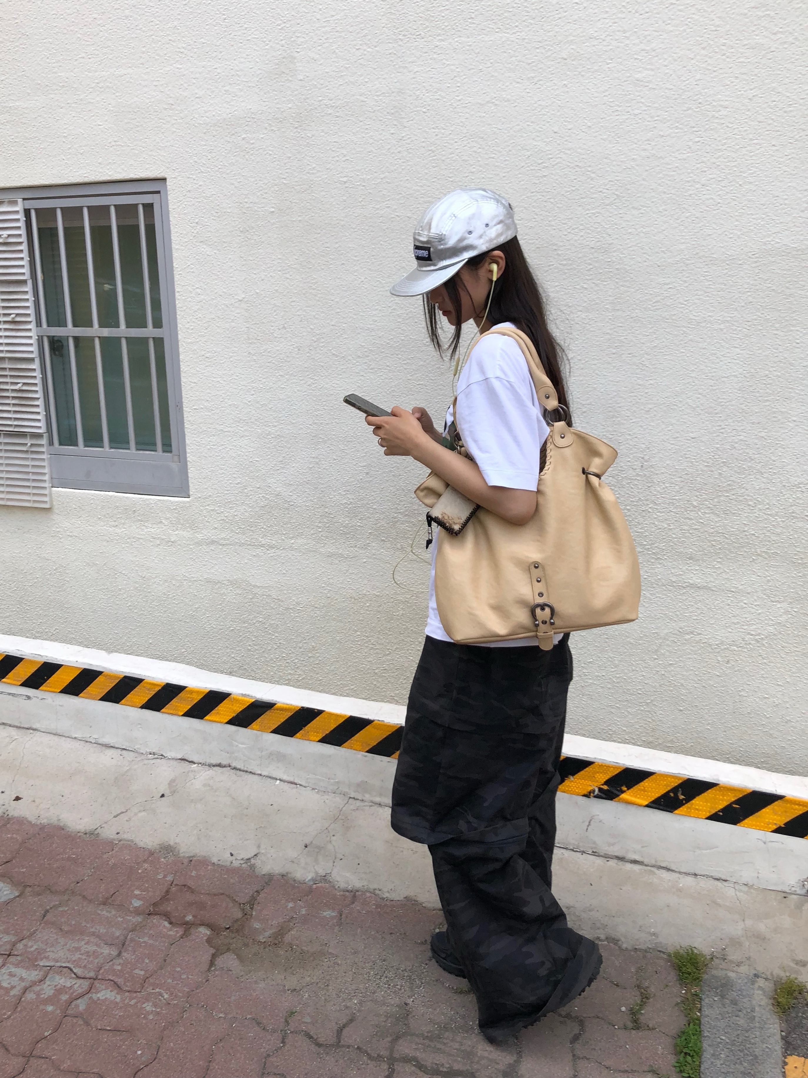 Supreme Washed Chino Twill Camp Cap Silver - 25SS, Hysteric Glamour You Pay Necklace Silver 착용 스타일 - 3