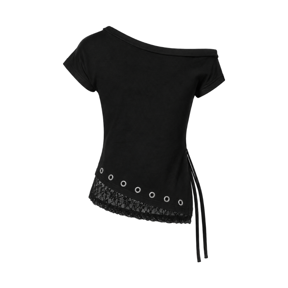 이유씨티 레이스 사이드 슬릿 티셔츠 - 블랙(EUCT Lace Side Slit T-Shirt - Black) - 2