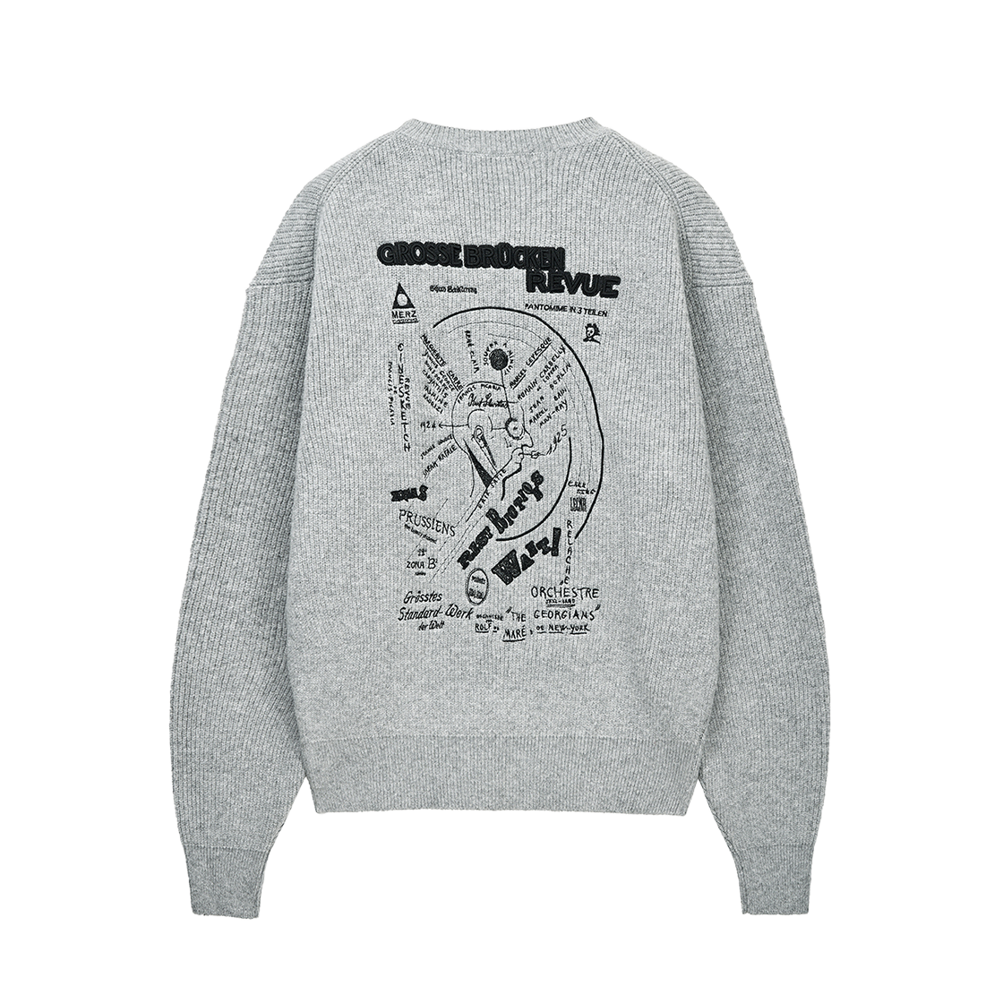 지오송지오 다다이즘 아트워크 리브드 크루넥 니트 그레이 ZI2KT209GY(ZIOSONGZIO Dadaism Artwork Ribbed Crewneck Knit Grey)