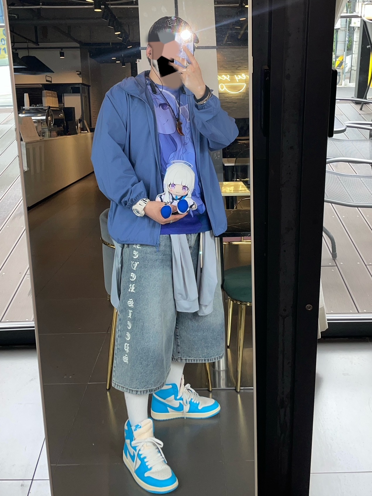 Uniqlo Pocketable UV Nanodesign Parka Blue - JP, Jordan 1 Retro High OG UNC Reimagined 착용 스타일
