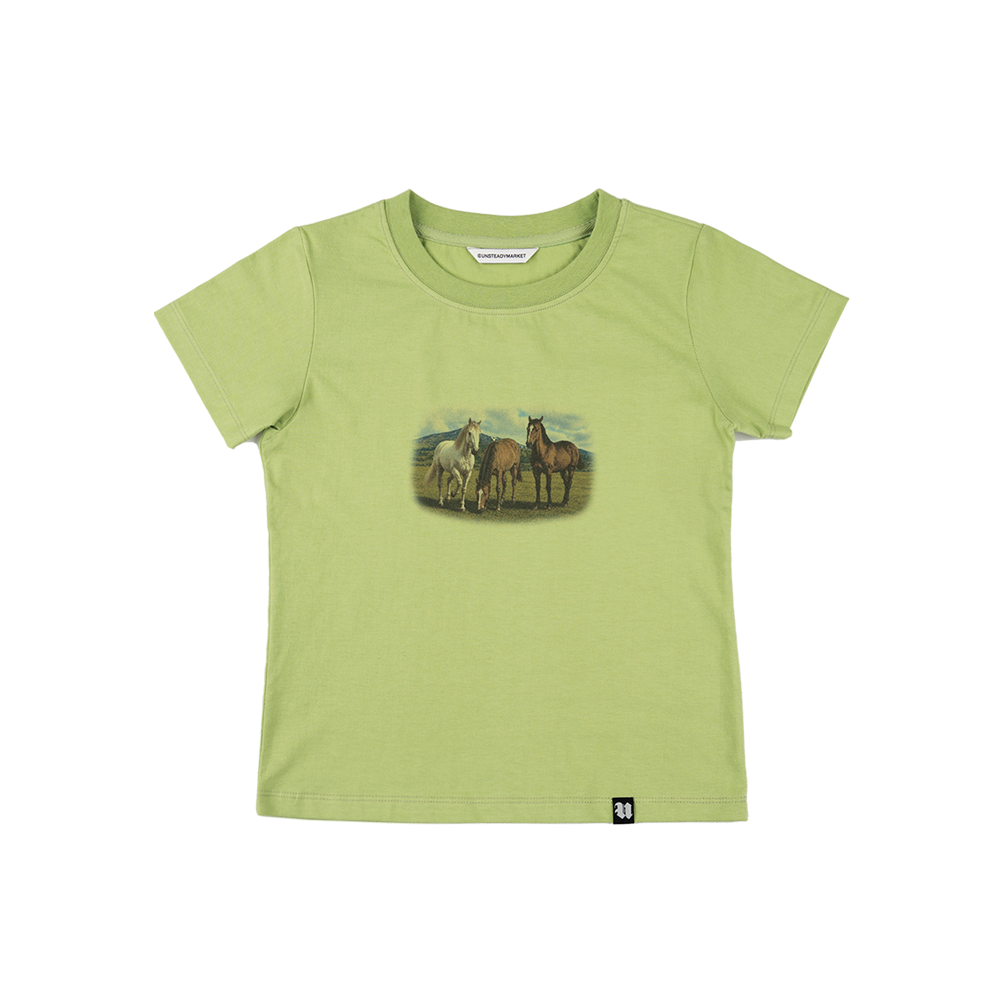 언스테디마켓 호시즈 그래픽 티셔츠 마챠(UnsteadyMarket Horses Graphic Tee_Matcha)