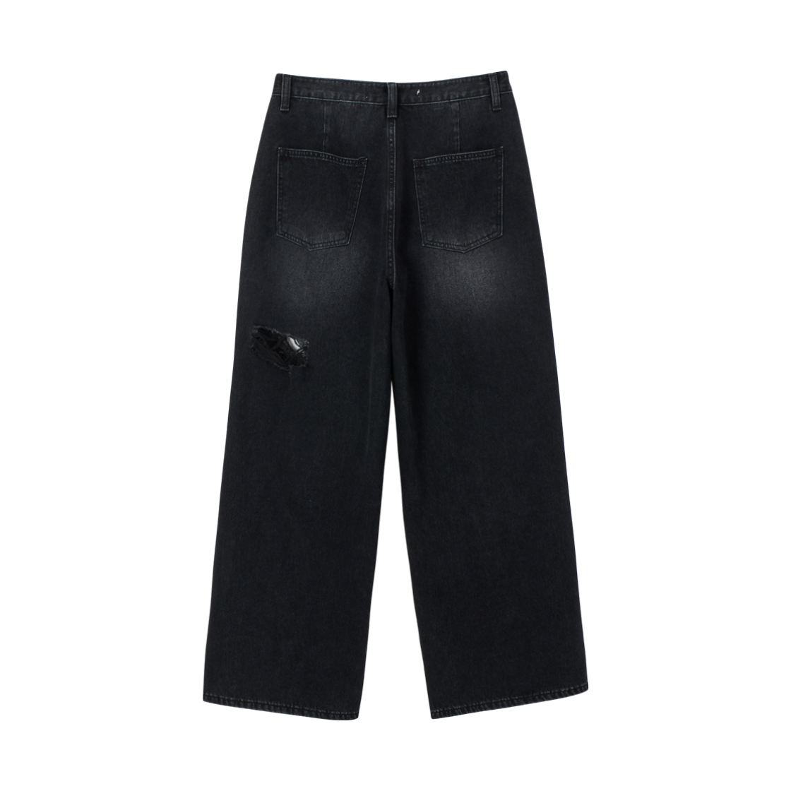 언노운플라넷 커스텀 원턱 디스트로이드 와이드 데님 팬츠 블랙(UNKNOWN PLANET Custom One-Tuck Distressed Wide Denim Pants Black) - 2