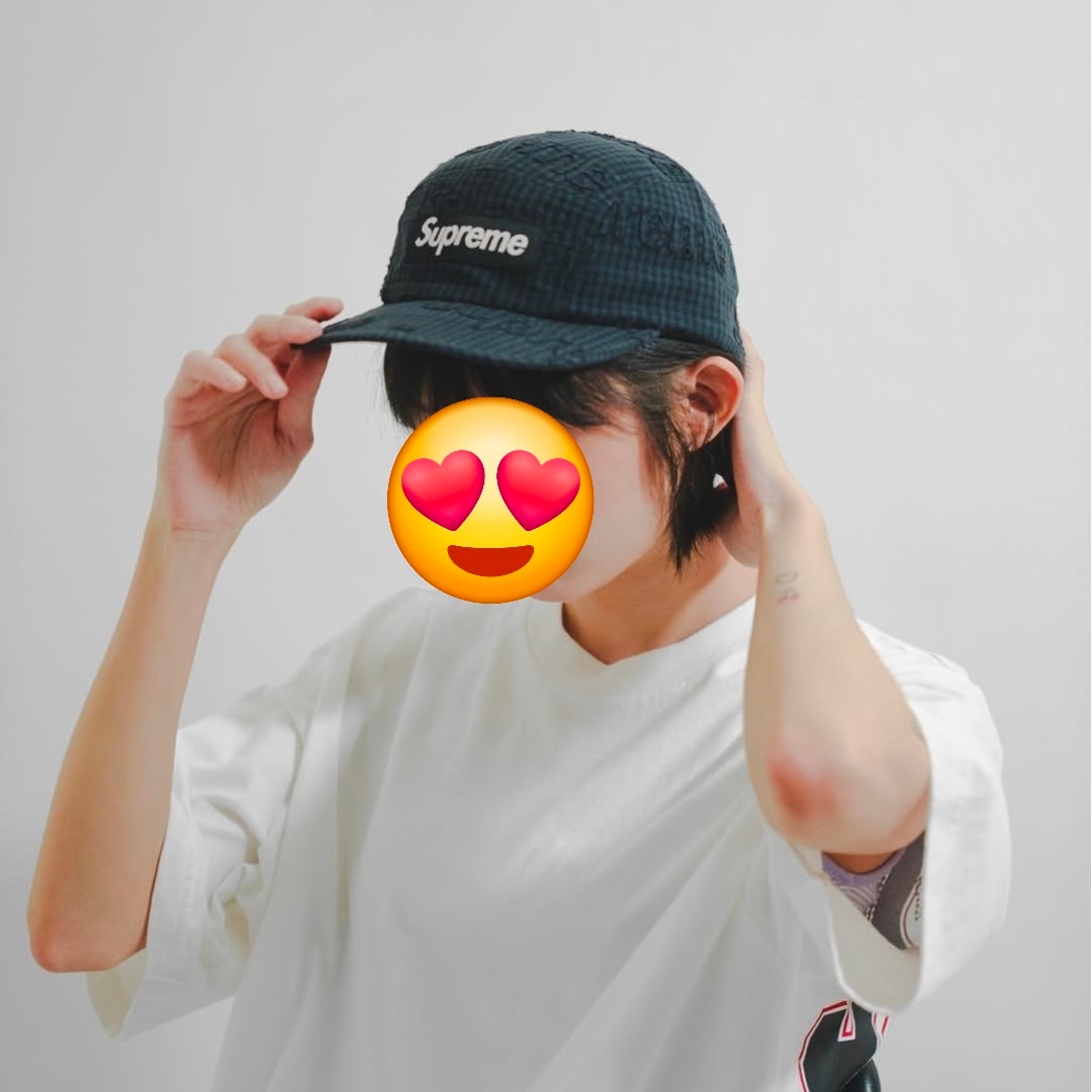 Supreme Monogram Gingham Camp Cap Black - 26SS 착용 스타일 - 2