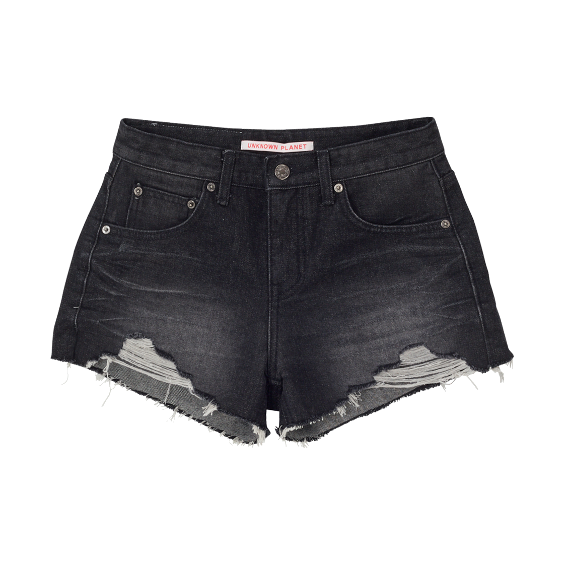 언노운플라넷 빈티지 데미지 컷오프 쇼츠 블랙(UNKNOWN PLANET Vintage distressed cutoff shorts black)