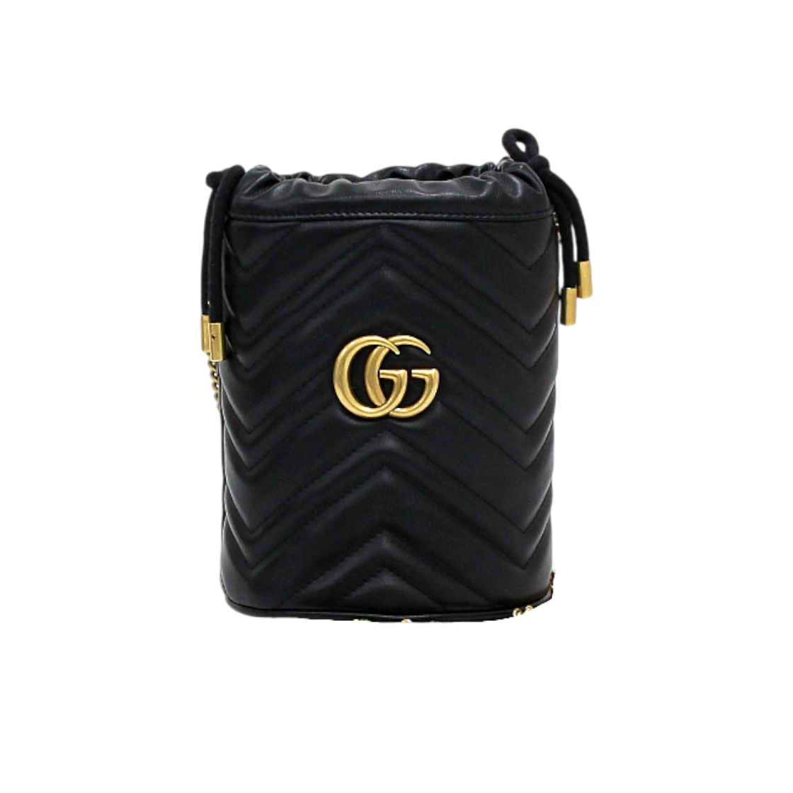 ITHT9KI7T4JC Gucci 575163 GG Marmont Chevron Mini Bucket Bag with Gold Chain