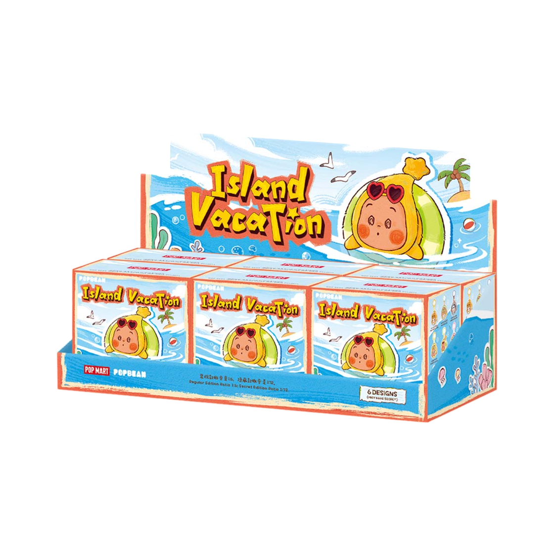 - Pop Mart Pop Bean Island Vacation Series Mini Plush Pendant Sealed Case (6 Blind Boxes)