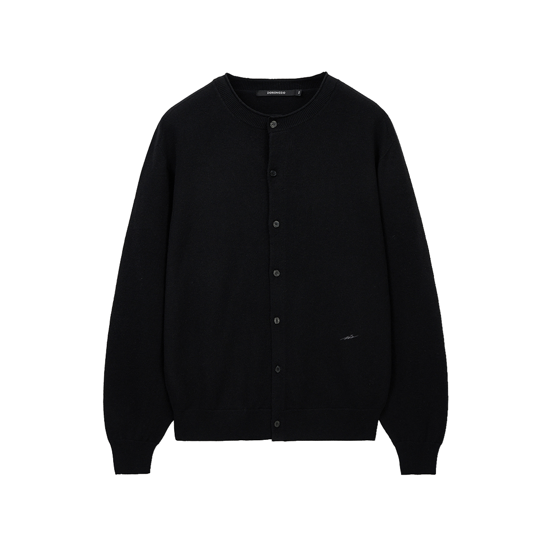 지오송지오 타임리스 홀가먼트 카라리스 가디건 블랙 ZI2KT294BK(ZIOSONGZIO Timeless Wholegarment Collarless Cardigan Black)