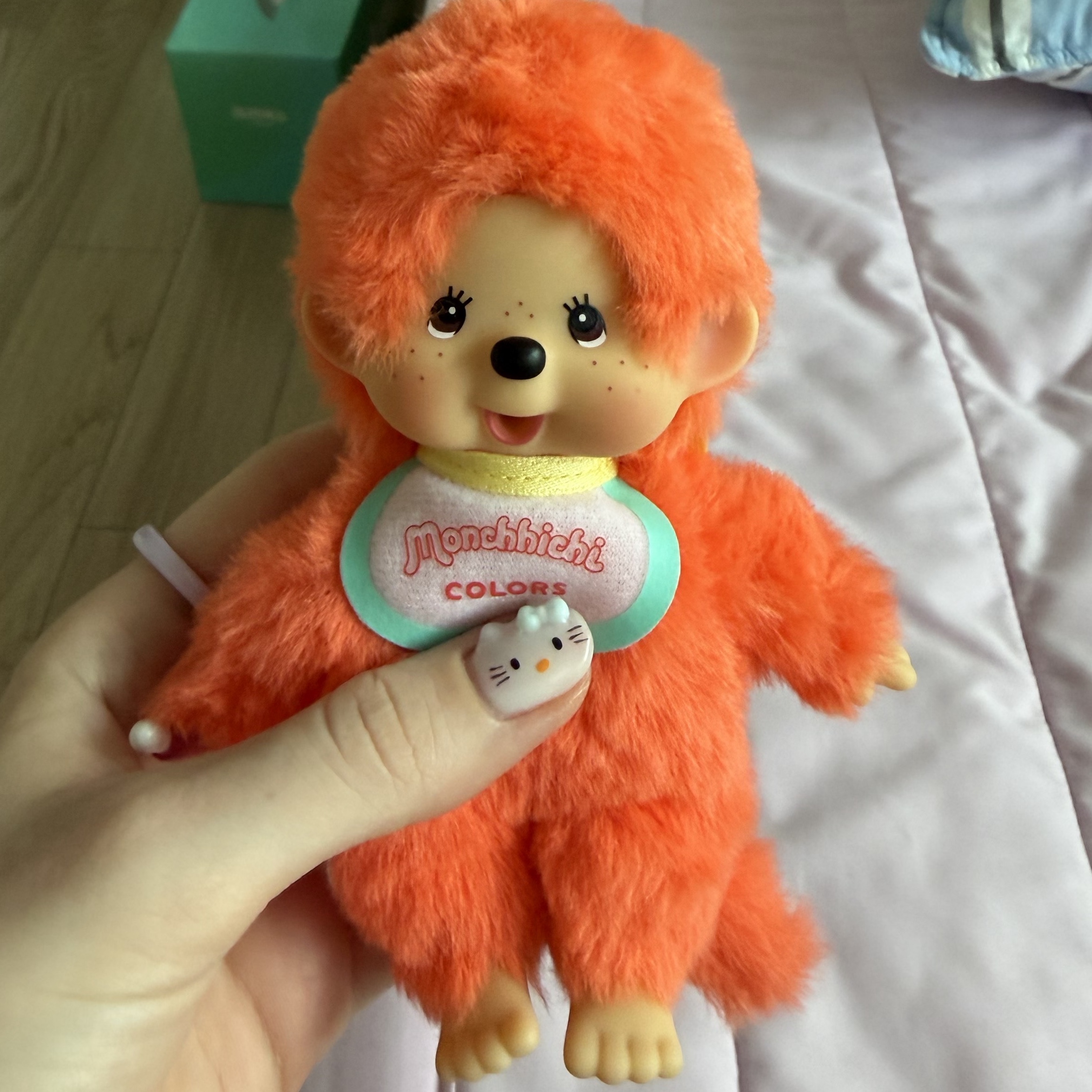 Monchhichi Colors Key Chain Orange Boy 착용 스타일