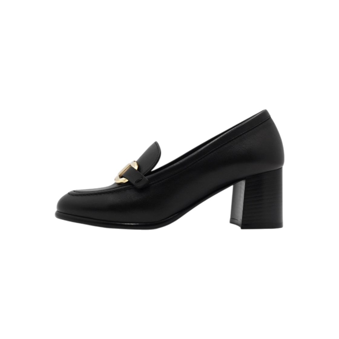 ITROSE9FJOU5 Ferragamo Black Leather MARLENA Gold Logo Loafers