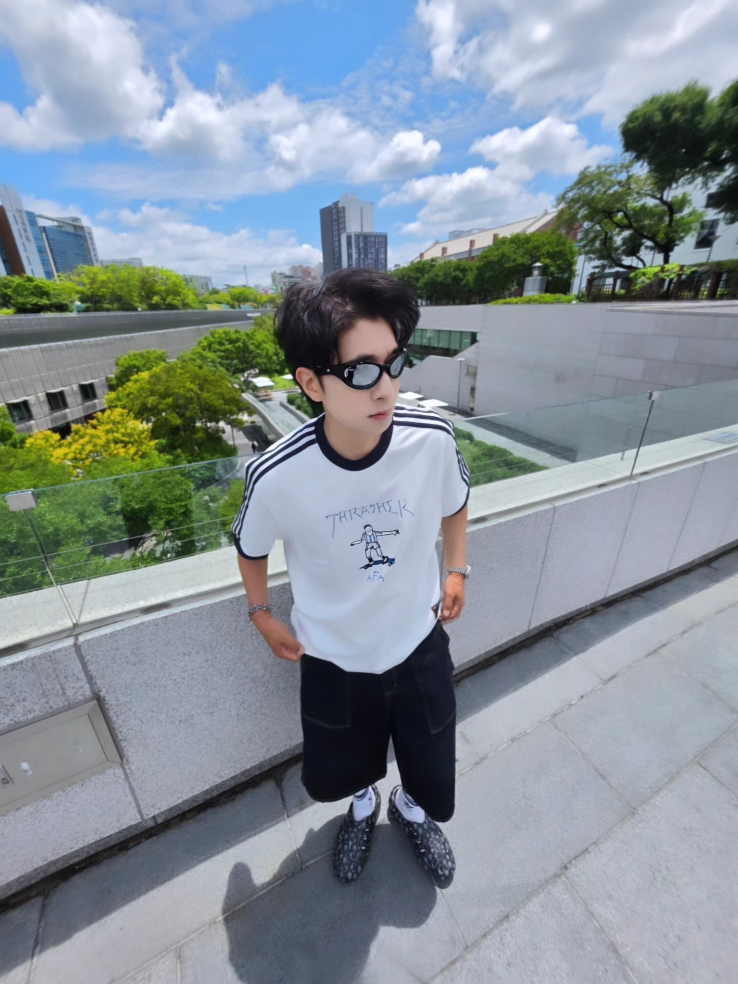 Adidas x Thrasher x Argentina Gonz Ringer T-Shirt Core White - KR Sizing 착용 스타일 - 3