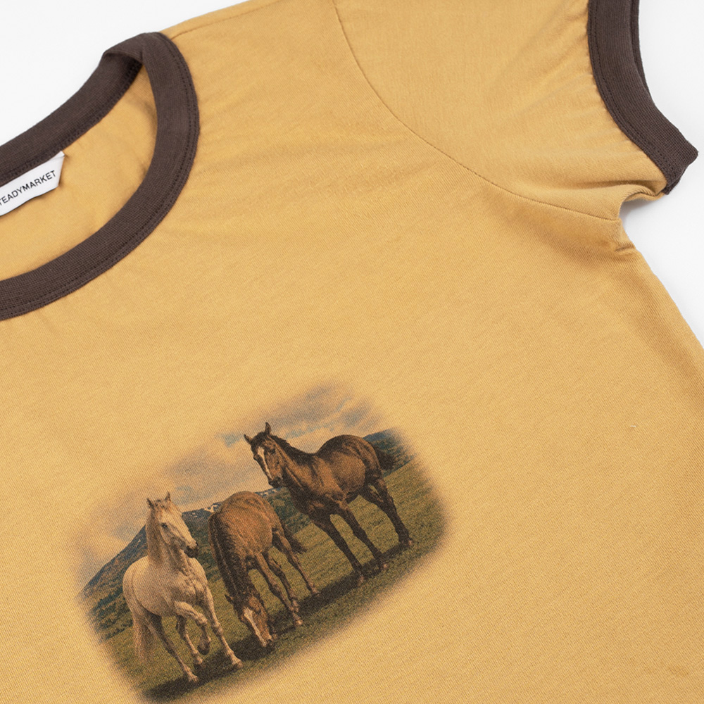 언스테디마켓 호시즈 그래픽 티셔츠 머스타드(UnsteadyMarket Horses Graphic Tee_Mustard) - 2