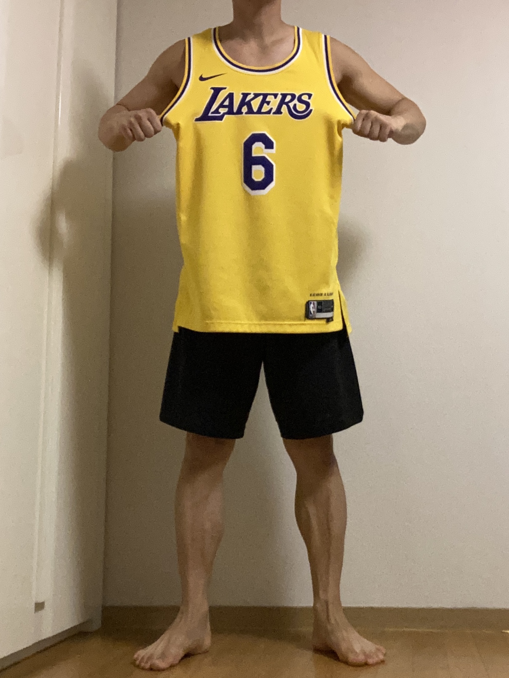 Nike LeBron James LA Lakers Icon Edition Jersey Amarillo 착용 스타일