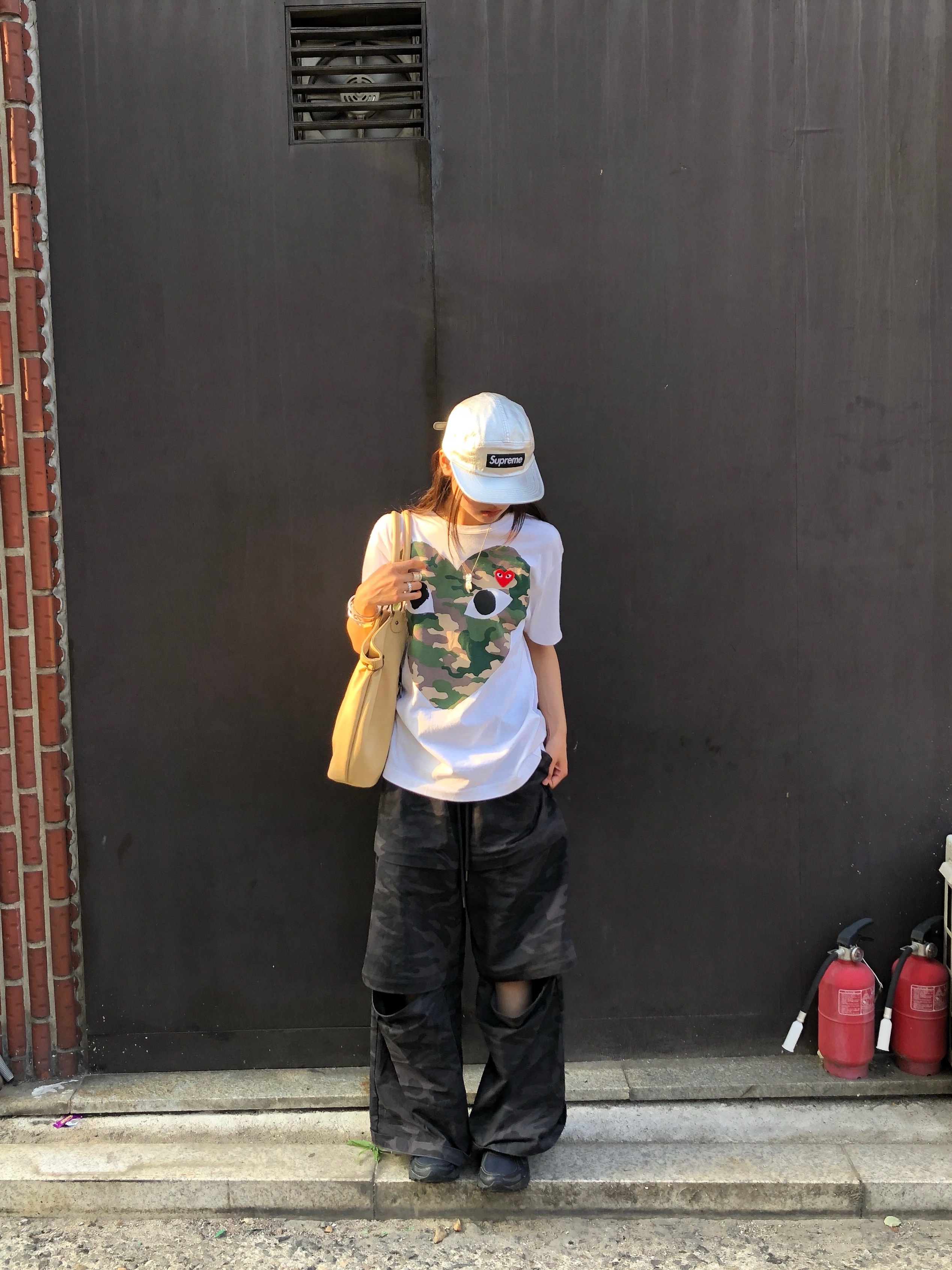 Supreme Washed Chino Twill Camp Cap Silver - 25SS, Hysteric Glamour You Pay Necklace Silver 착용 스타일 - 1