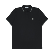 Stone Island 22002SC Organic Cotton Elastane Pique Patch Slim Fit  Polo Shirt Black - 25SS