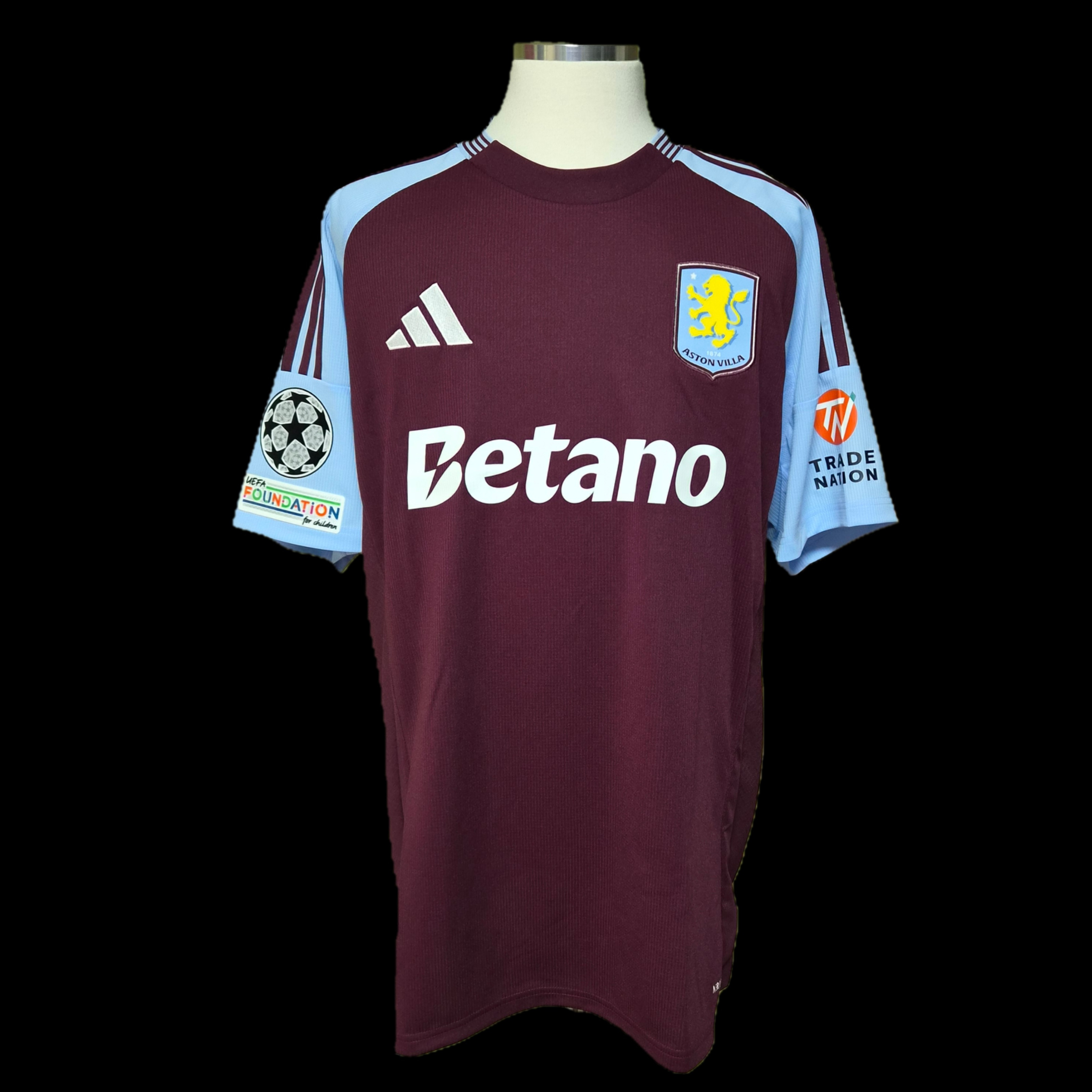 Adidas Aston Villa FC 2024/25 Home Jersey Maroon Glow Blue - US Sizing (Non Marking Ver.) 착용 스타일 - 1