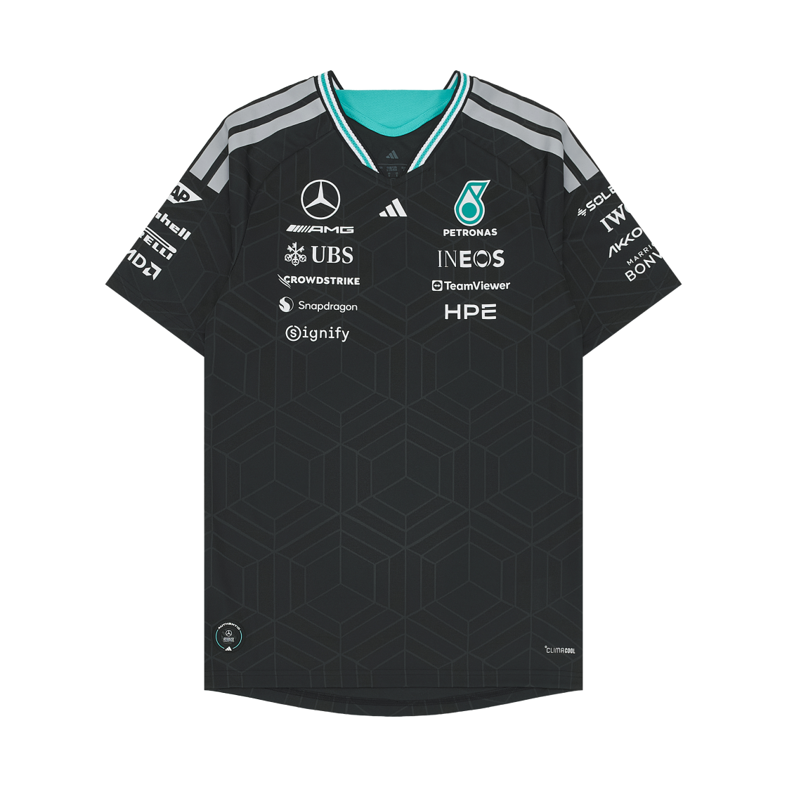 아디다스 x 메르세데스 AMG 페트로나스 F1 팀 드라이버 저지 어센틱 블랙 - US 사이즈 (논 마킹 버전)(Adidas x Mercedes AMG Petronas F1 Team Driver Jersey Authentic Black - US Sizing (Non Marking Ver.)) - 1
