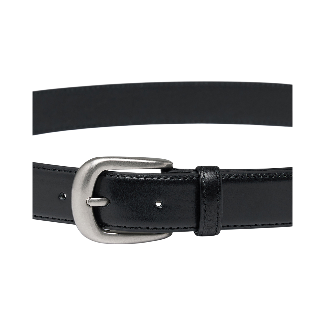 스트레인저 클래식 버클 레더 벨트 블랙/실버(Stranger Classic Buckle Leather Belt Black/Silver) - 2