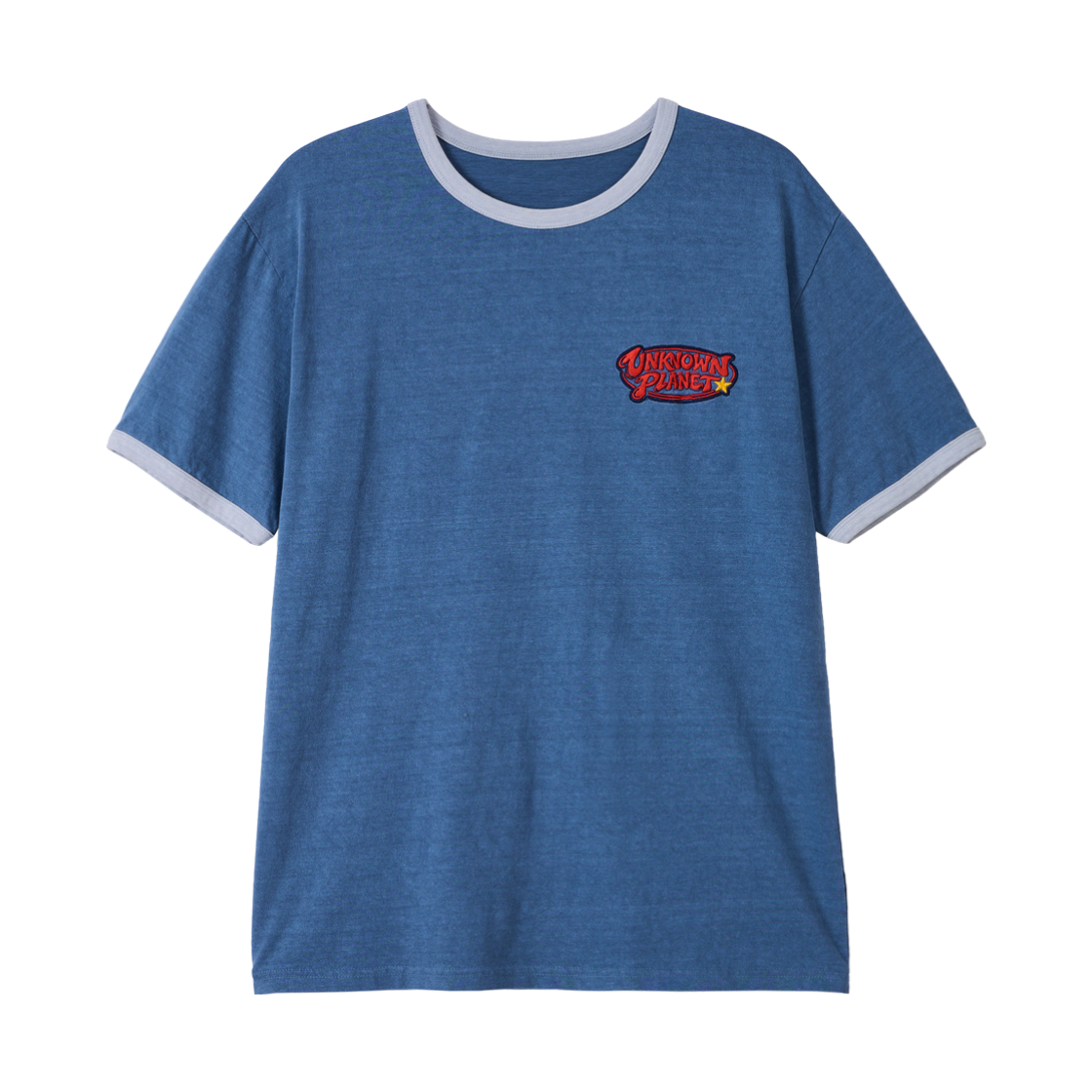 언노운플라넷 피그먼트 다잉 그래픽 링거 티셔츠 블루(UNKNOWN PLANET Pigment Dyeing Graphic Ringer T-Shirt Blue) - 1