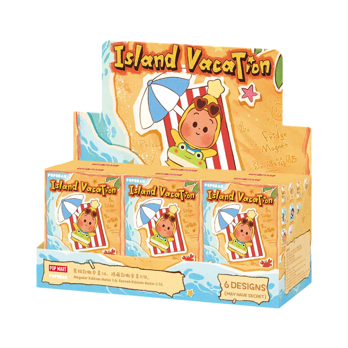- Pop Mart Pop Bean Island Vacation Series Fridge Magnet Sealed Case (6 Blind Boxes)