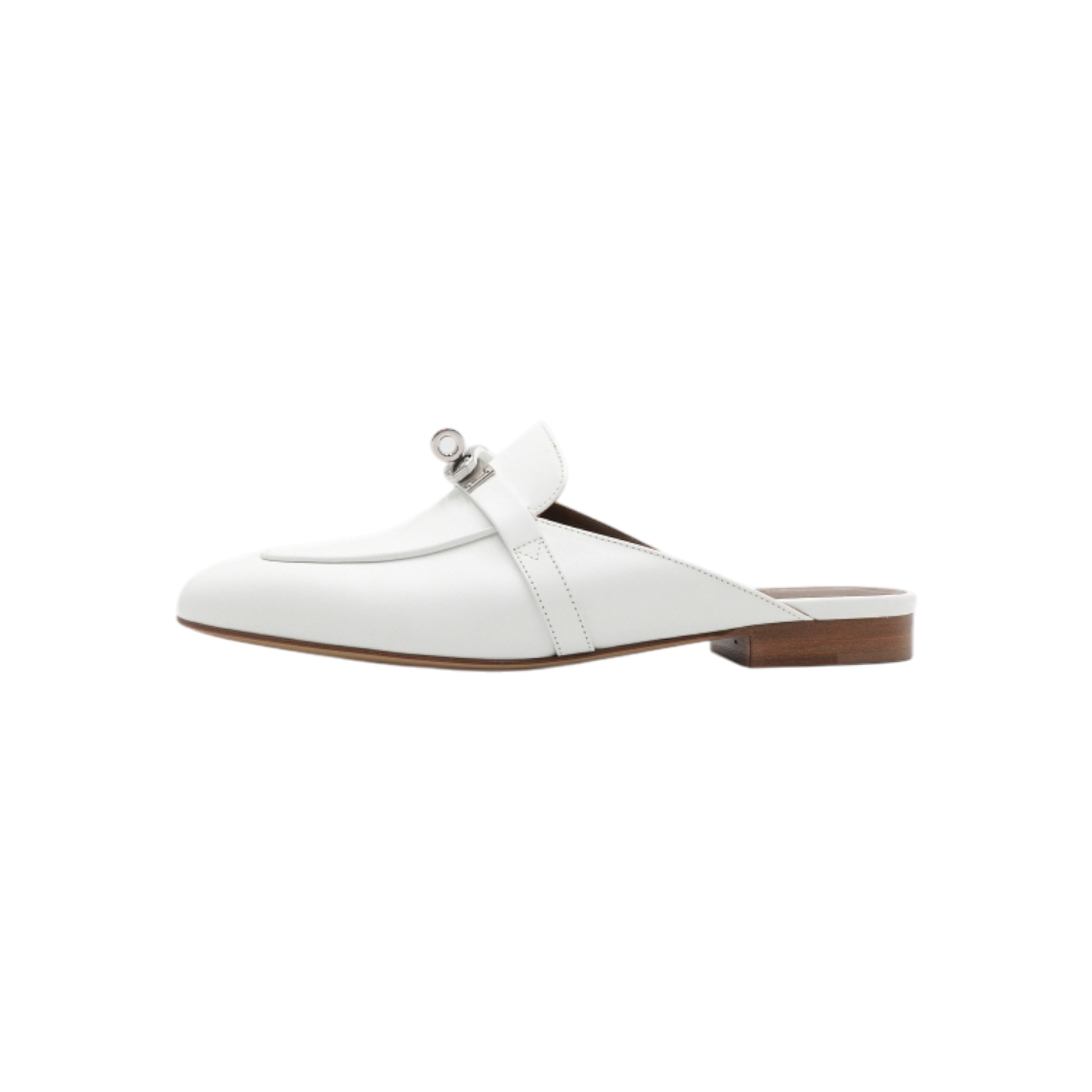 IT8VSBAK3VNA Hermes H212296Z White Blanc Goatskin Oz Kelly Buckle Mule Sandals