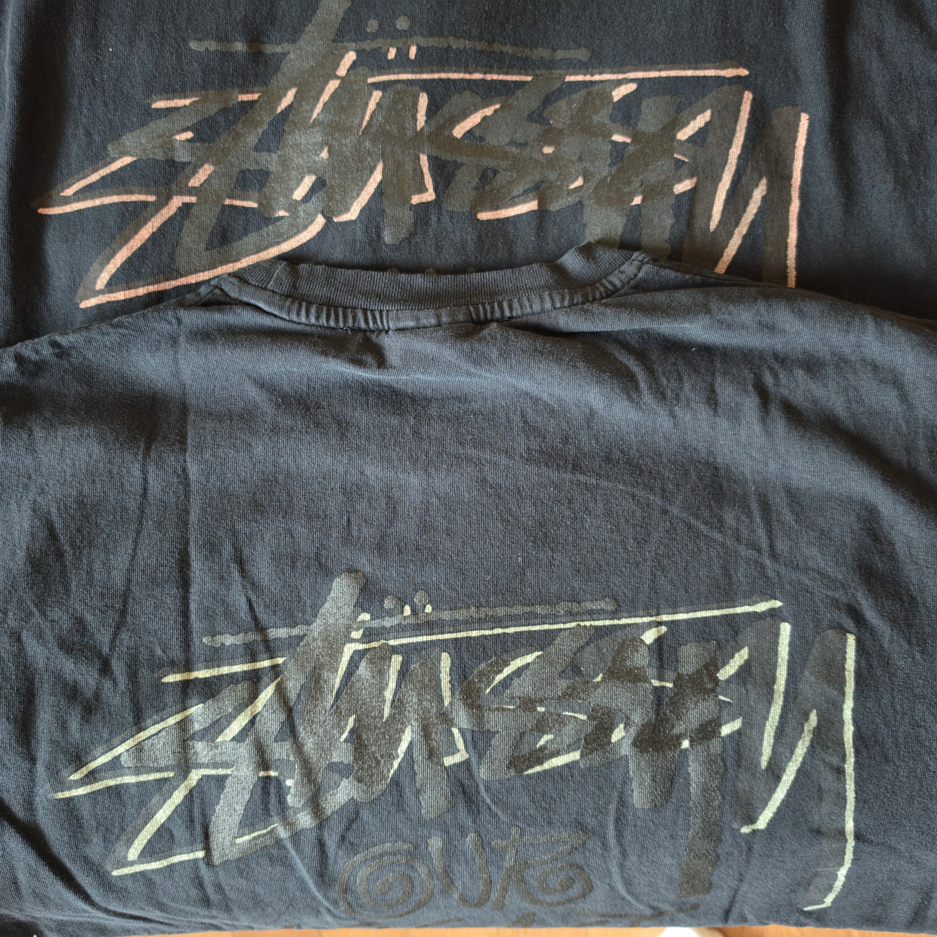Stussy x Our Legacy Drop Shadow Pig. Dyed T-Shirt Blue Overdyed Black 착용 스타일 - 2