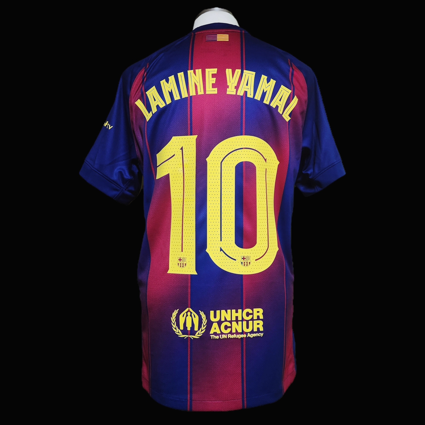 Nike FC Barcelona 2025/26 Stadium Home Dri-Fit Football Replica Jersey Deep Royal Blue Noble Red (Non Marking Ver.) 착용 스타일 - 2