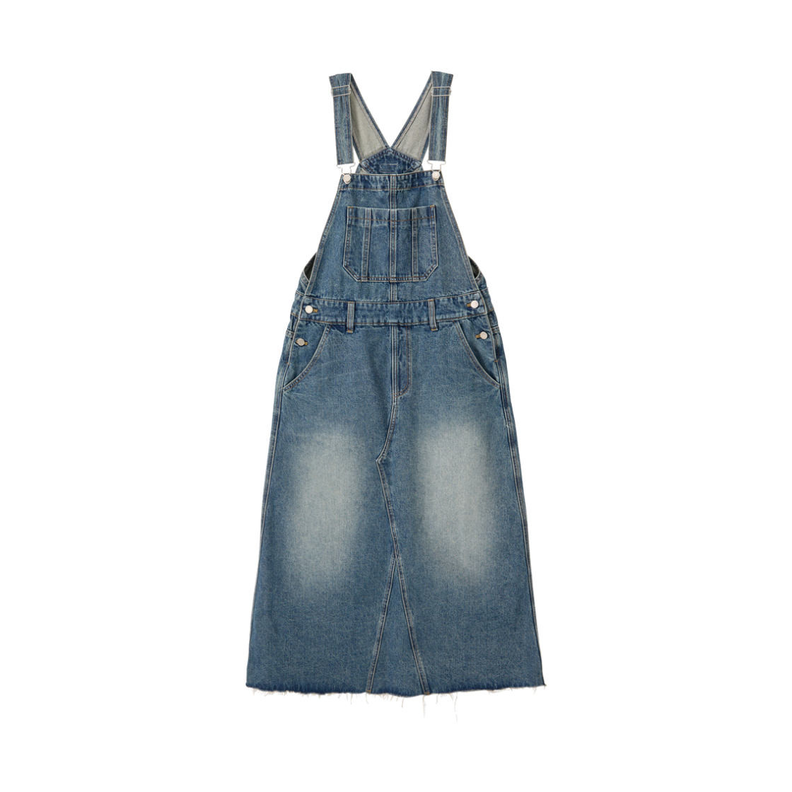 언노운플라넷 오버롤 데님 롱스커트 샌드 블루(UNKNOWN PLANET Oversized denim long skirt sand blue) - 1