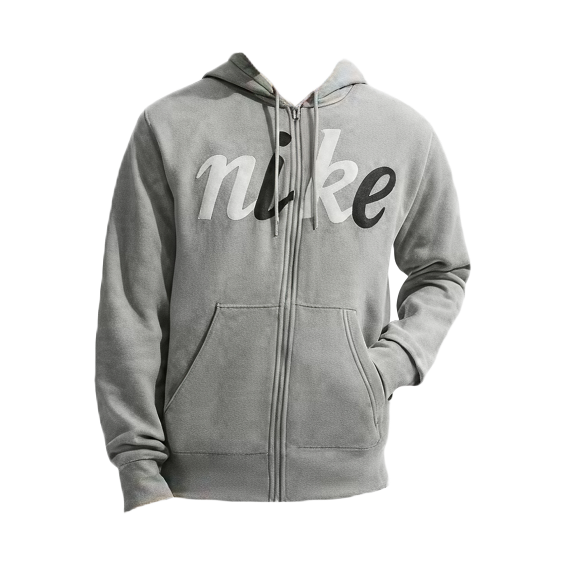 IF0688-063 Nike NSW Club Fleece Full-Zip Hoodie Dark Grey Heather Light Smoke Grey - Asia