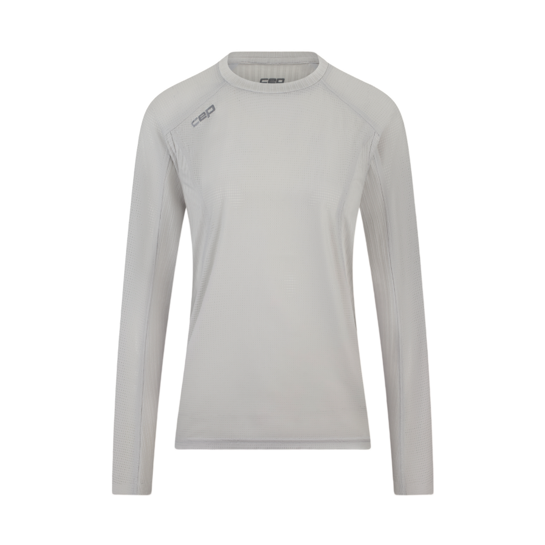 (W) CEP 프로 런 울트라라이트 테크 셔츠 롱슬리브 라이트 그레이((W) CEP Pro Run Ultralight Tech Shirt Long Sleeve Light Grey)