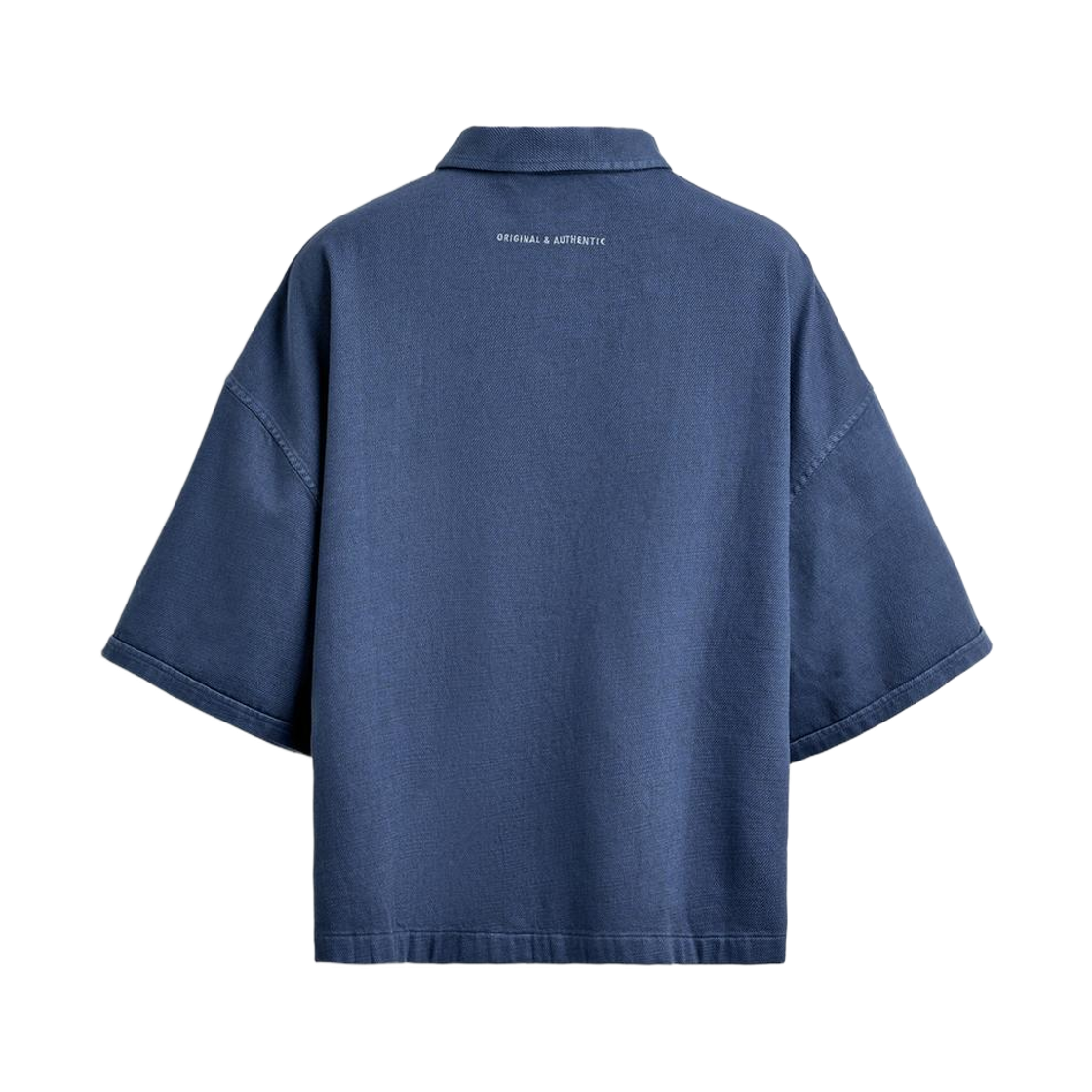 자라 자수 텍스트 박시 핏 폴로 셔츠 블루 그레이(Zara Embroidered Text Boxy Fit Polo Shirt Blue Grey) - 2