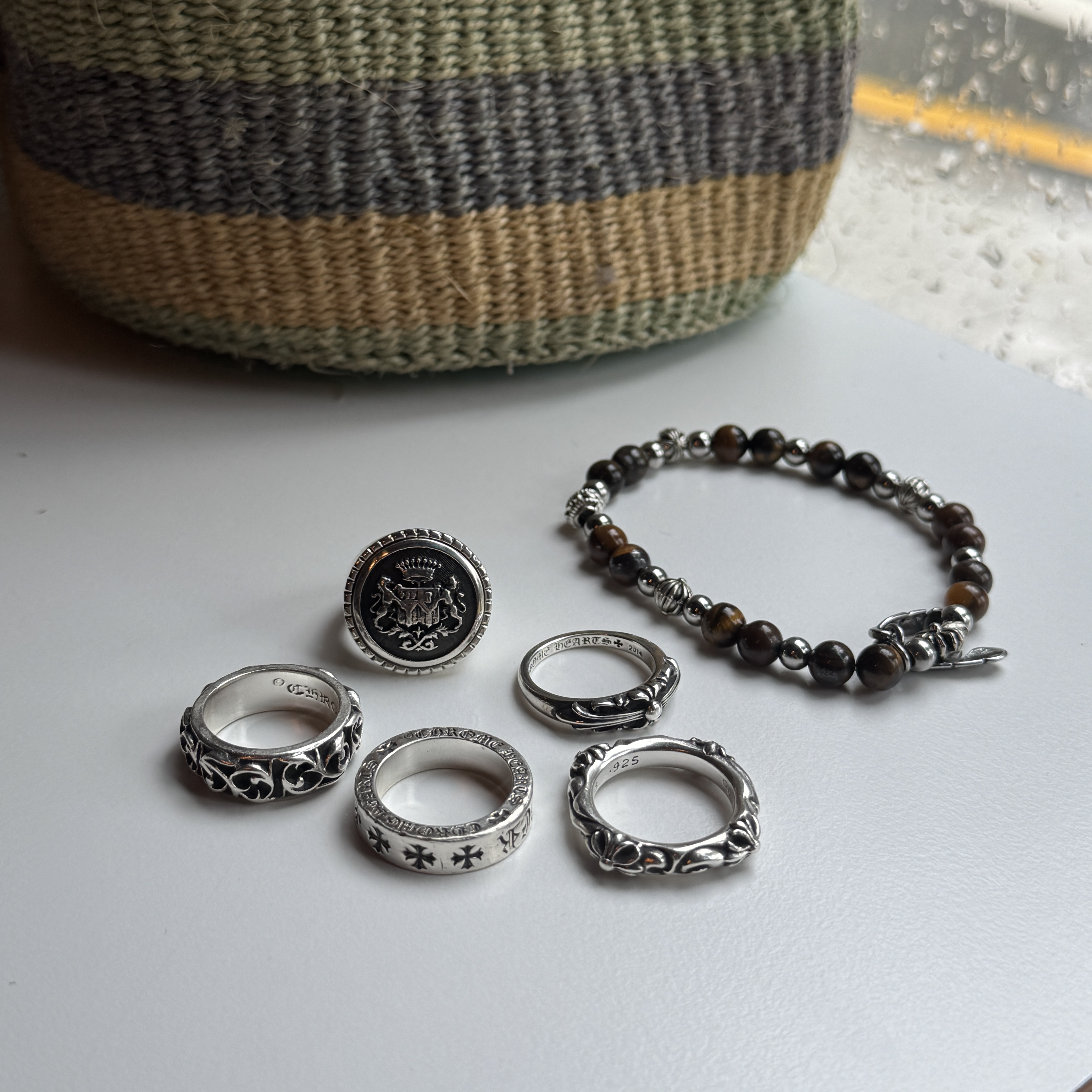 Chrome Hearts Spacer Forever Ring 6mm Silver, Chrome Hearts SBT Band Ring Silver 착용 스타일 - 1