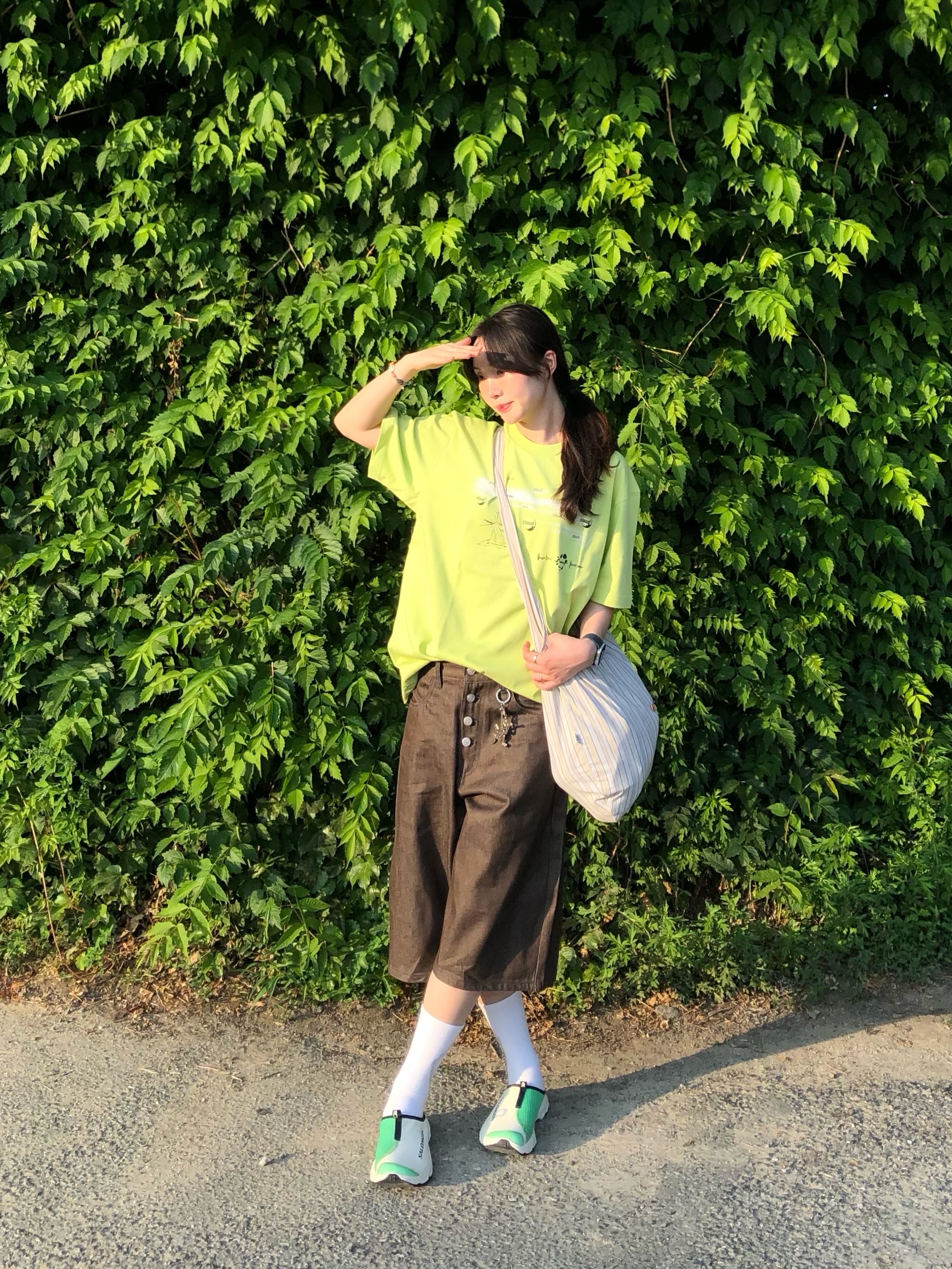 Salomon RX Slide 3.0 Vanilla Green 착용 스타일 - 4
