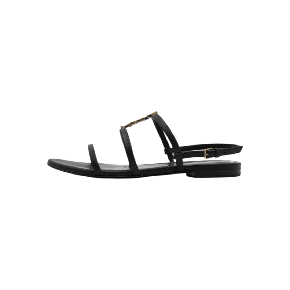 ITNQPO46VR2V Saint Laurent Monogram Cassandra Gold Flat Sandals