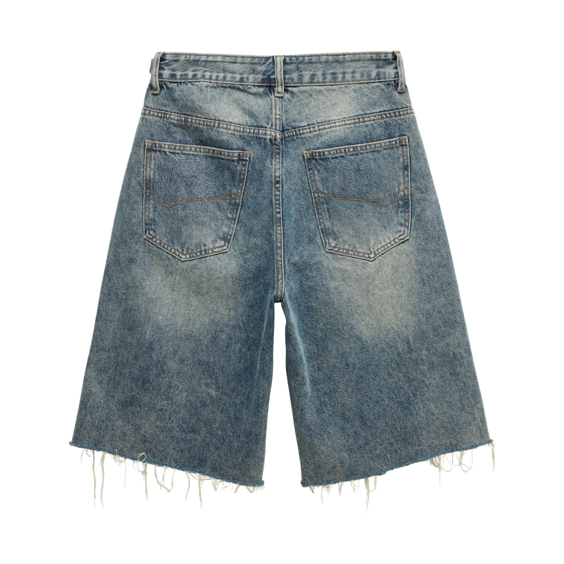언노운플라넷 레오파드 패치 디스 데님 하프 팬츠 블루(UNKNOWN PLANET Leopard Patch Distressed Denim Half Pants Blue) - 2