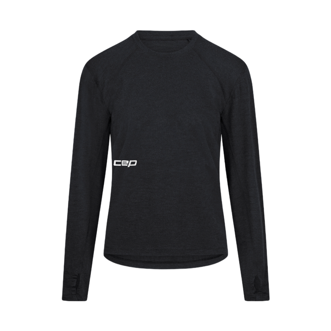 (W) CEP 코어 런 메리노 셔츠 롱슬리브 블랙((W) CEP Core Run Merino Shirt Long Sleeve Black)