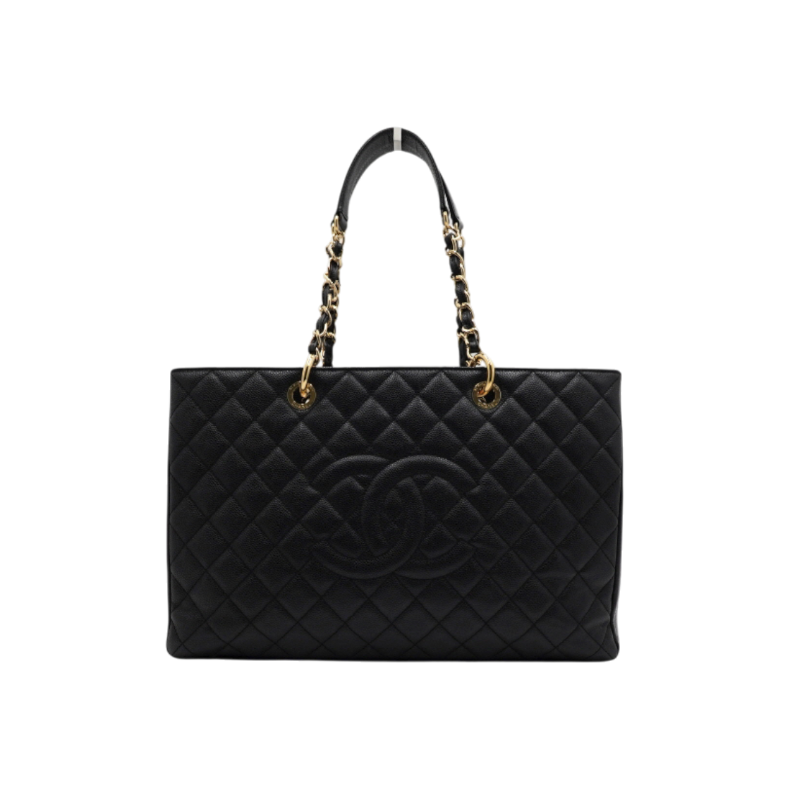 IT2JRUB3UOK5 Chanel Black Caviar Grand Shopping Large Gold Chain Shoulder Bag