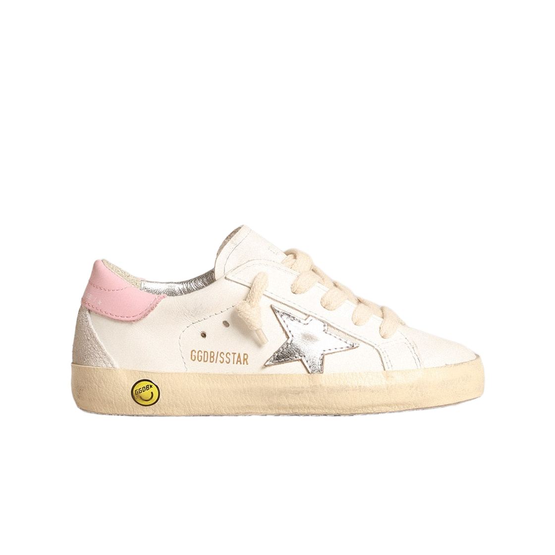 GYF00102-F004662-11531 (Kids) Golden Goose Superstar with Silver Leather Star and Pink Heel Tab Sneakers White