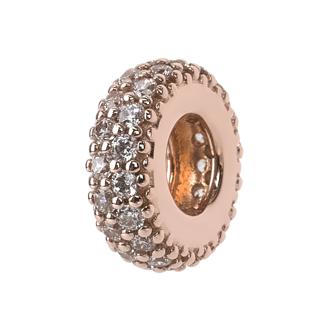 (W) 판도라 클리어 스파클 스페이서 참 로즈 골드 플래팅 클리어((W) Pandora Clear Sparkle Spacer Charm Rose Gold Plated Clear) - 1