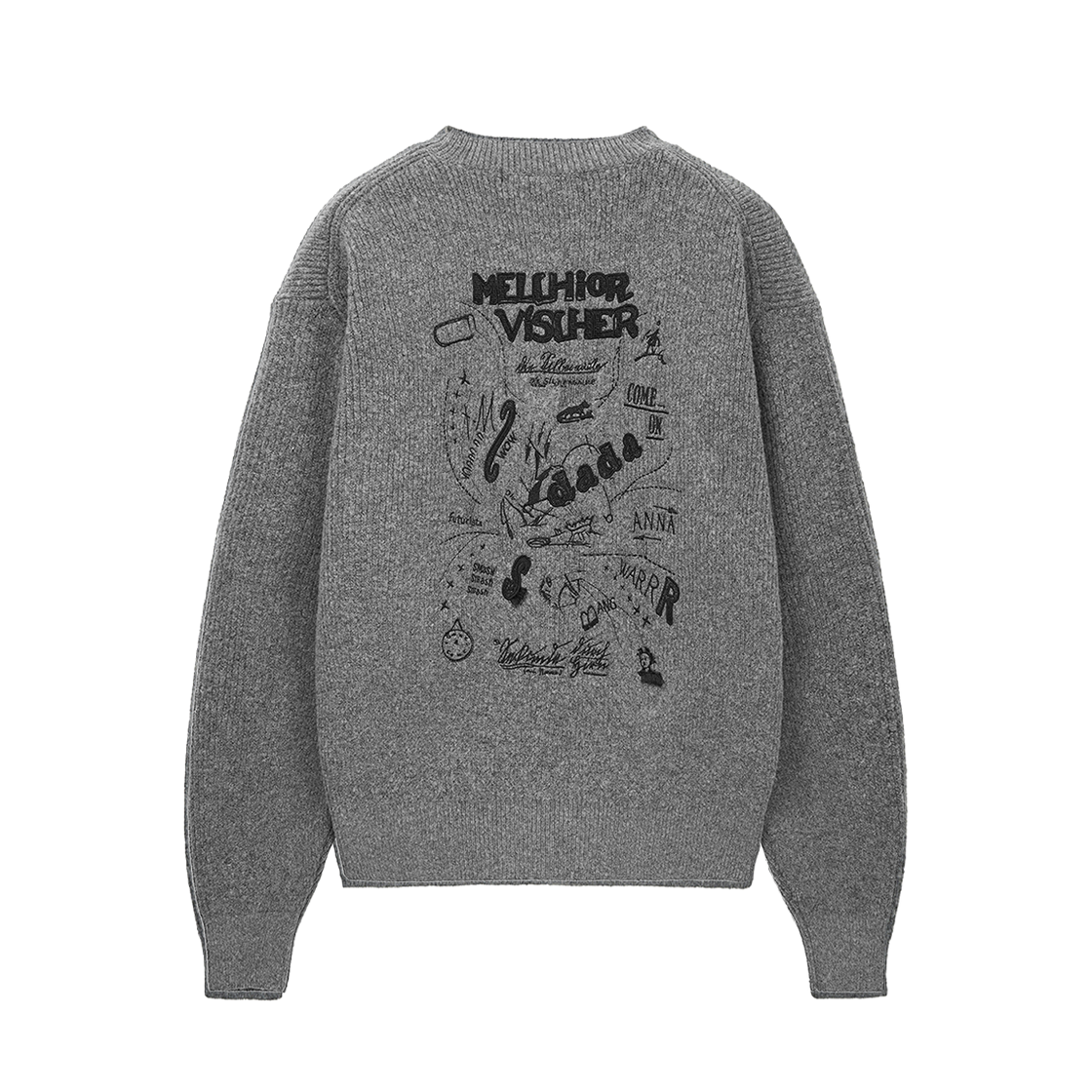 지오송지오 다다이즘 아트워크 리브드 크루넥 니트 멜란지그레이 ZI2KT208MG(ZIOSONGZIO Dadaism Artwork Ribbed Crewneck Knit Melange Grey) - 1