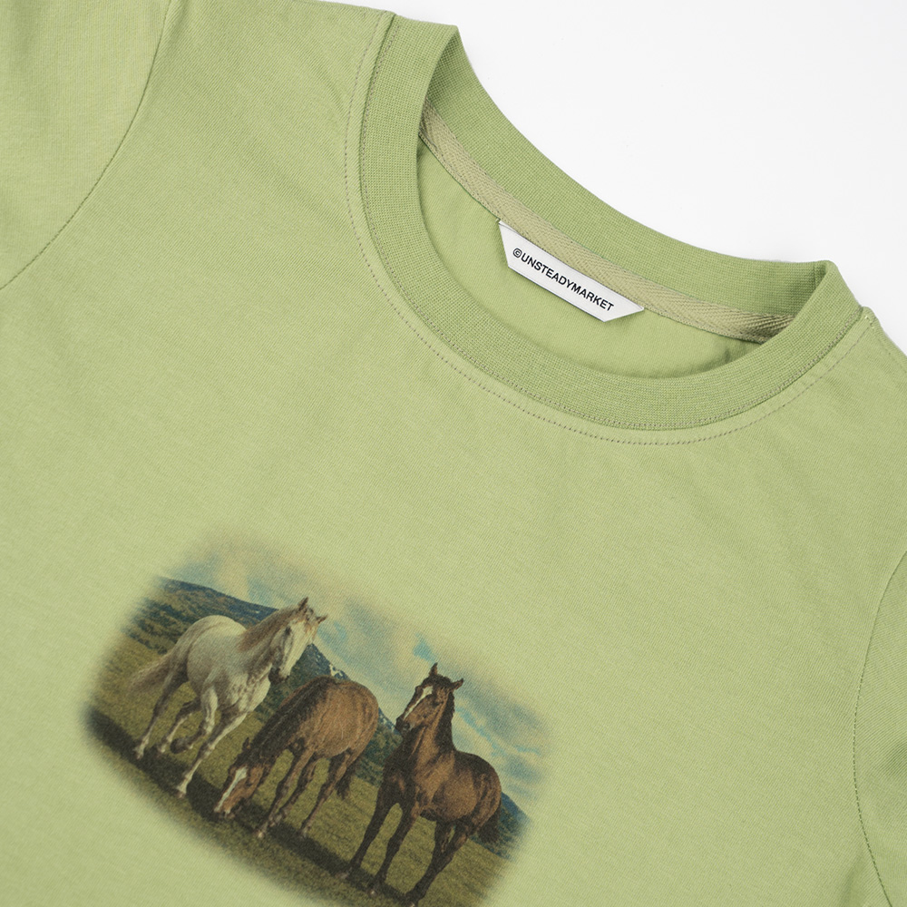 언스테디마켓 호시즈 그래픽 티셔츠 마챠(UnsteadyMarket Horses Graphic Tee_Matcha) - 2