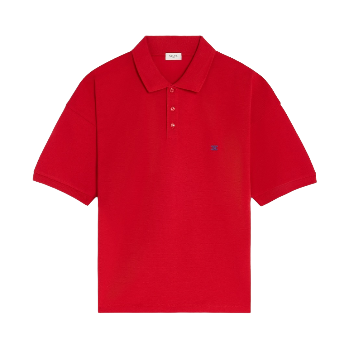 셀린느 폴로 셔츠 피케 코튼 저지 라이브 레드 블루 데님(Celine Polo Shirt in Pique Cotton Jersey Live Red Blue Denim)