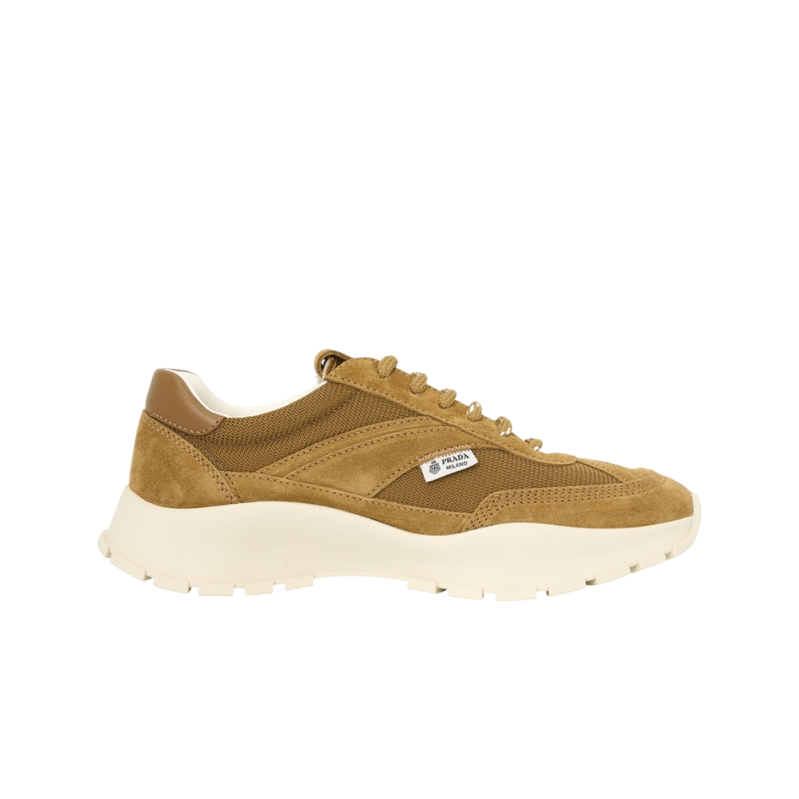 1E503O-3ZO7-F0401 (W) Prada Mesh Fabric and Suede Sneakers Brown
