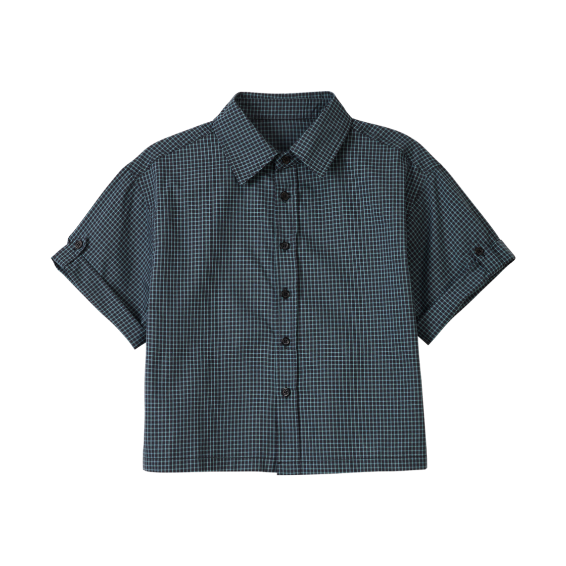 언노운플라넷 미니 체크 탭 슬리브 셔츠 블루(UNKNOWN PLANET Mini Check Tab Sleeve Shirt Blue) - 1