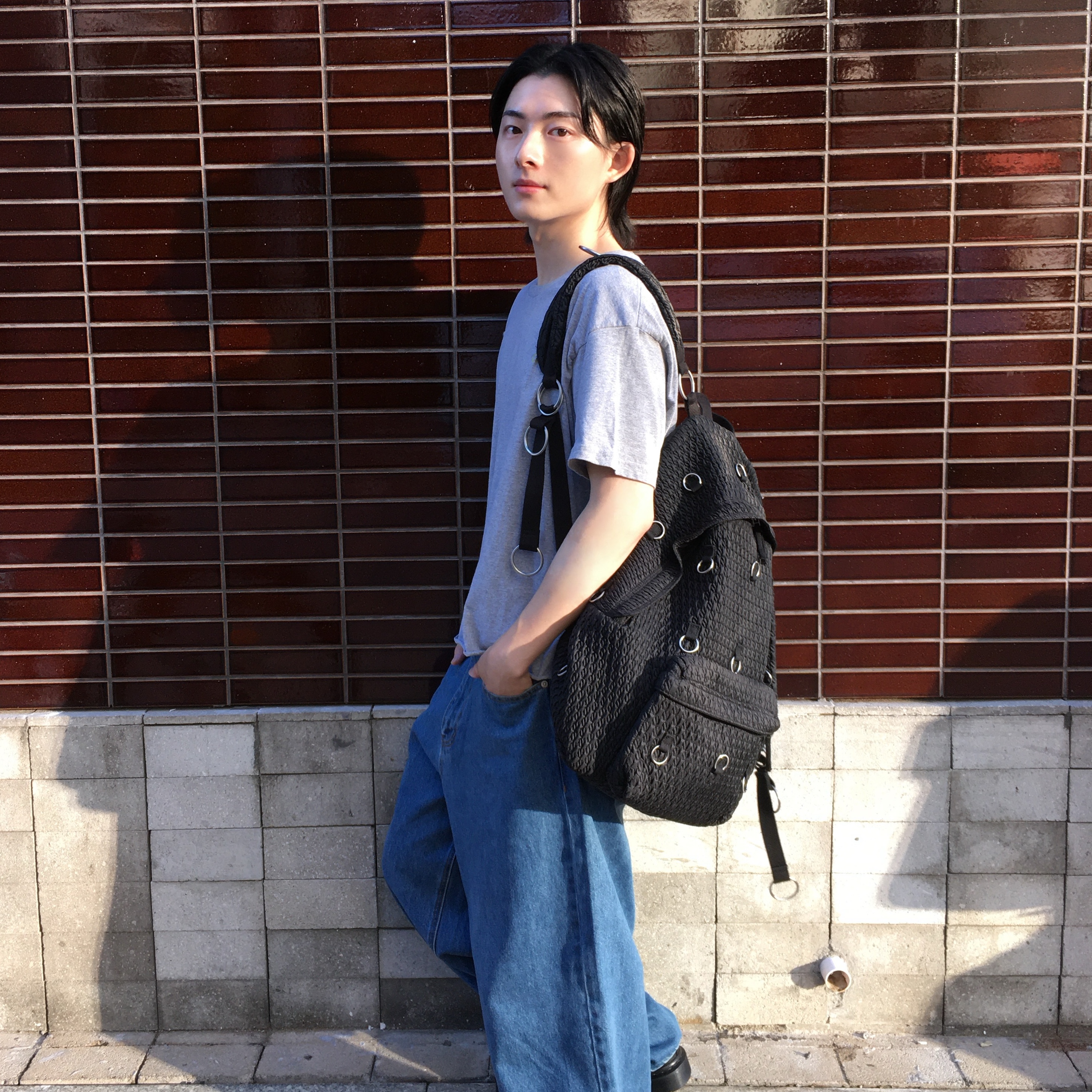 Millo Archive Chapter Denim Pants Denim Black, Millo Archive Chapter Denim Pants Denim Blue 착용 스타일 - 3
