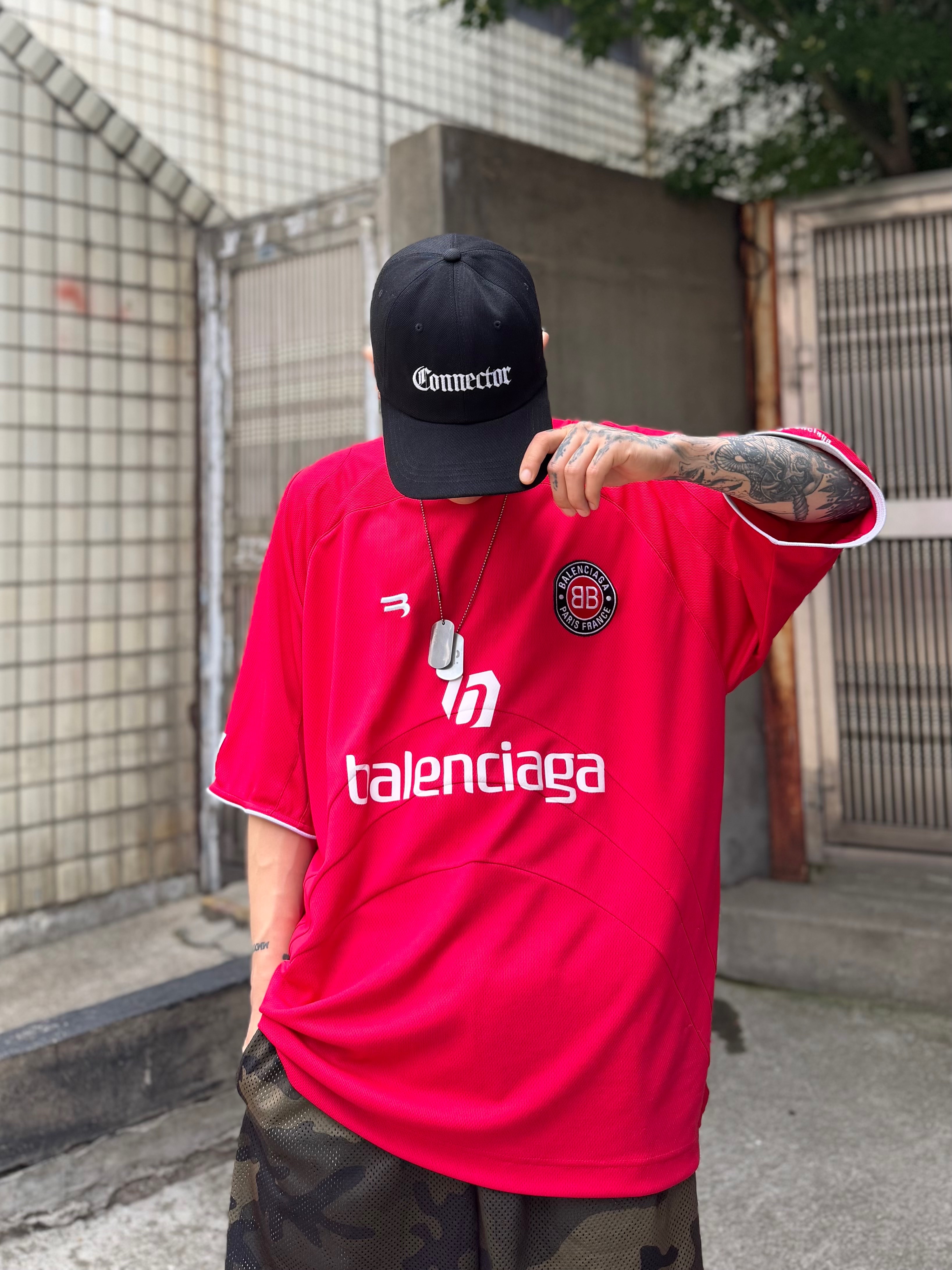 AX CONNECTION Connector Embroidered Cap Black 착용 스타일 - 8