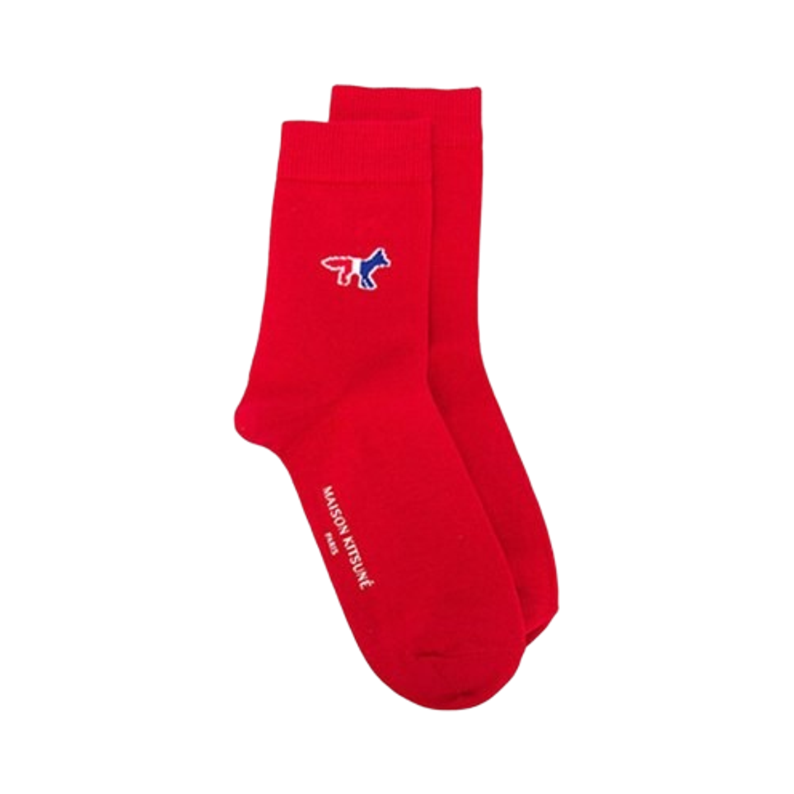 AU06400KT0010-RE Maison Kitsune Tricolor Fox Logo Socks Red