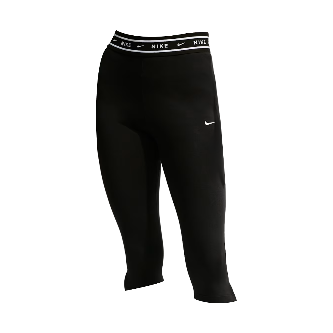 IM8376-010 (W) Nike NSW Chill Jersey Tight High Waisted Capri Leggings Black White - Asia