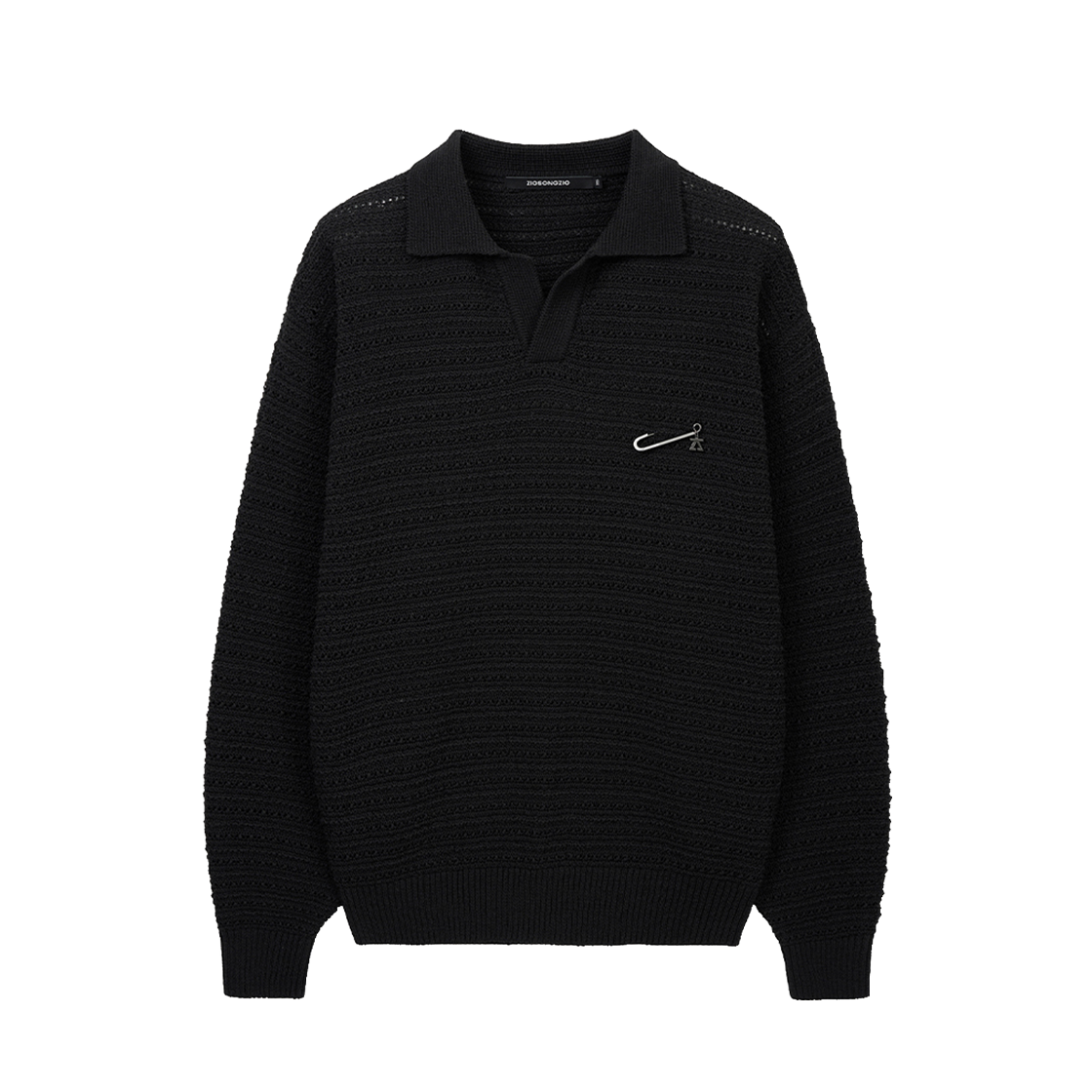 지오송지오 트위드 오픈카라 블랙 ZI2KT204BK(ZIOSONGZIO Tweed Open Collar Knit Black)